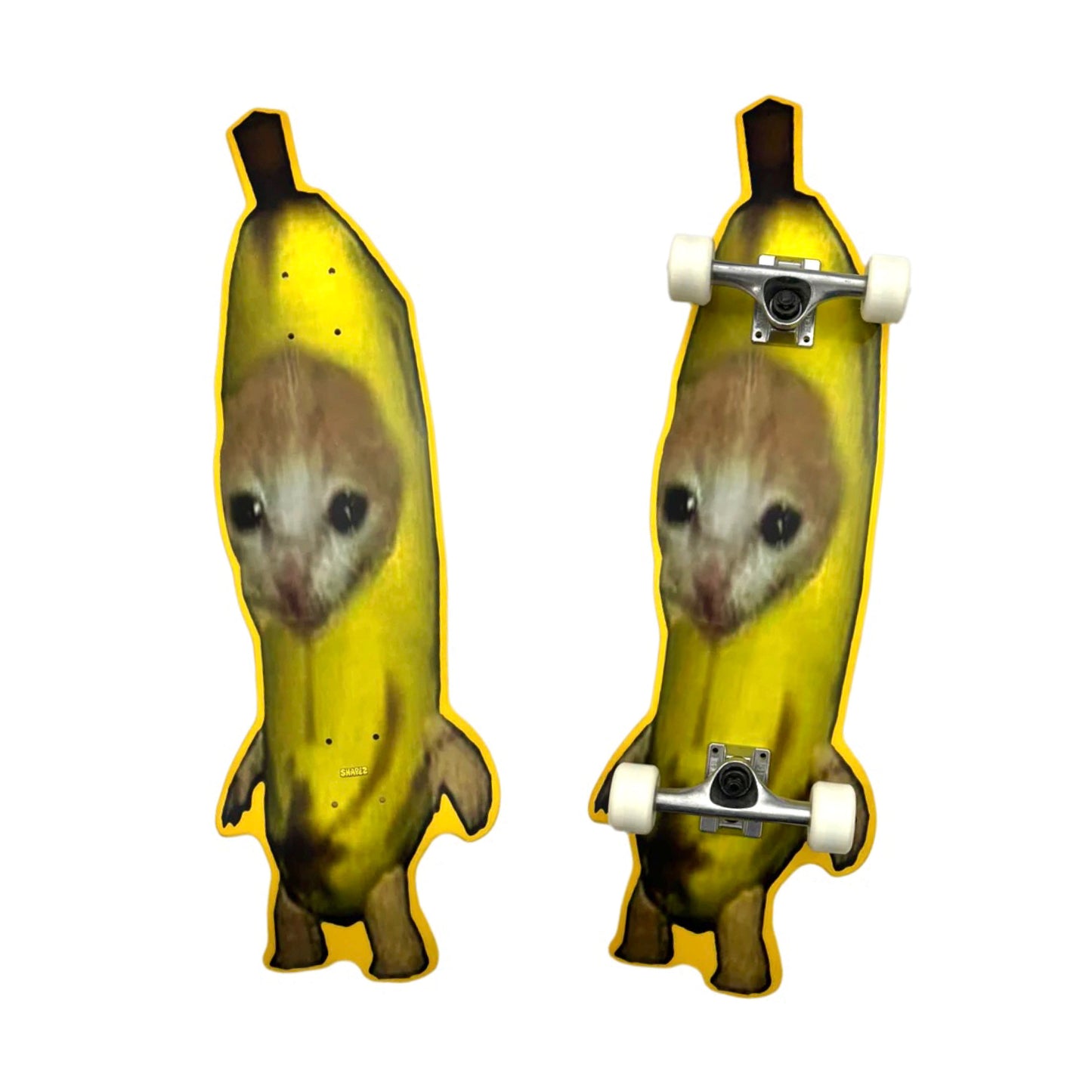 Banana Cat Meme Shaped Skateboard